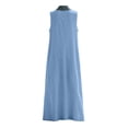 thumbnail image 6 of Eawtki Women's V Neck Sleeveless Maxi Dress Denim Trim With Pockets Loose Fit Casual Summer Linen Blend Dress, 6 of 7