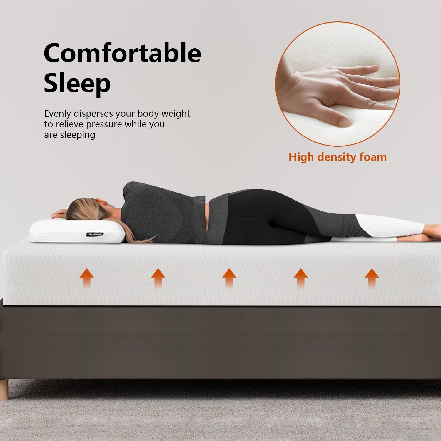 PayLessHere 10 Inch King Mattress Base Foam Mattress CertiPUR-US Certified,Removable Soft Cover,King mattresses for Bed Frame, Bunk Bed, Trundle, Daybed,White
