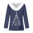 thumbnail image 4 of Arlun Christmas Sweaters for Women Trim V Neck Sweatshirts Fashion Christmas Tree Graphic Printed Tops Long Sleeve Loose Soft Comfort Xmas Holiday Pullovers Navy M, 4 of 4