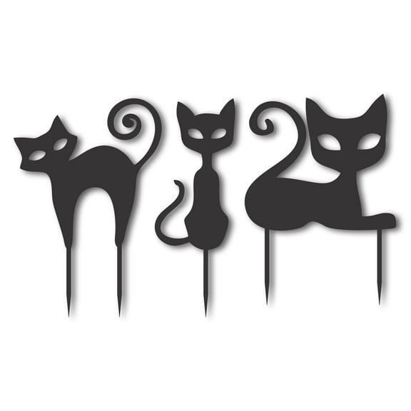 Metal Halloween Cat Garden Stakes | Set of 3 | Up to 46" | Over 20 Color Options 18
