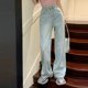 thumbnail image 4 of WILLBEST Pantalones Casuales para Mujer, Ajustados, de Cintura Alta, de Pierna Ancha, Vaqueros con Detalle de Lazo Bordado, Ligeros, de Verano, para Mujeres Pequeñas. Chica, 4 of 8