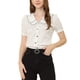 thumbnail image 5 of INSPIRAR CHIC Blusa Vintage para Mujeres con Lunares, Cuello Peter Pan, Mangas Cortas Abullonadas, Top M Blanco, 5 of 8