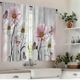 thumbnail image 3 of Farmhouse Floral Kitchen Curtains 27.5W X 39L Inch 2 Panel Rod Pocket Rustic Pink Flower Vintage Daisy Country Retro Wooden Small Short Cafe Tier Drapes Treatment Board Bathroom Home Decor, 3 of 6