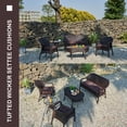 thumbnail image 5 of YOOZEKU Outdoor Tufted Wicker Chair Cushions of 3 Pieces, 1 Loveseat and 2 U-Shape All Weather Waterproof Patio Seat Cushions for Wicker Furniture,Bench, Coffee, 5 of 6