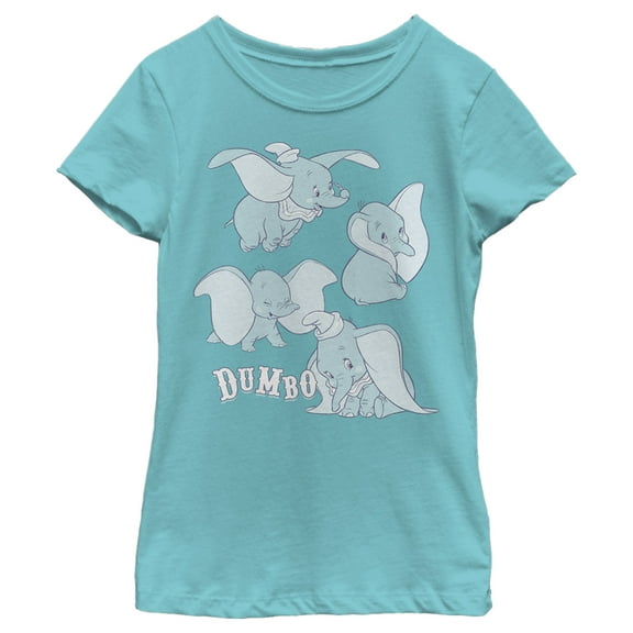 Girl's Dumbo Silly Faces Graphic Tee Tahiti Blue Small