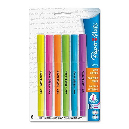 3 Paper Mate Intro Highlighters Fluorescent Green Micro Chisel Tip
