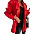 thumbnail image 4 of HUBERY Women Double-Breasted Lapel Collar Long Sleeve Solid Color Blazer Jacket, 4 of 5