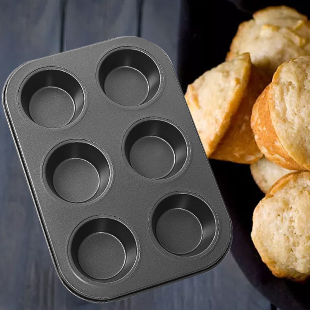 D-GROEE Carbon Steel Muffin Pan, Cake Mold Cupcake Baking Pan, 6 Cup  Muffin, Non-Stick Muffin Tray, Egg Muffin Tray Pan Kitchen DIY Bakeware Tool