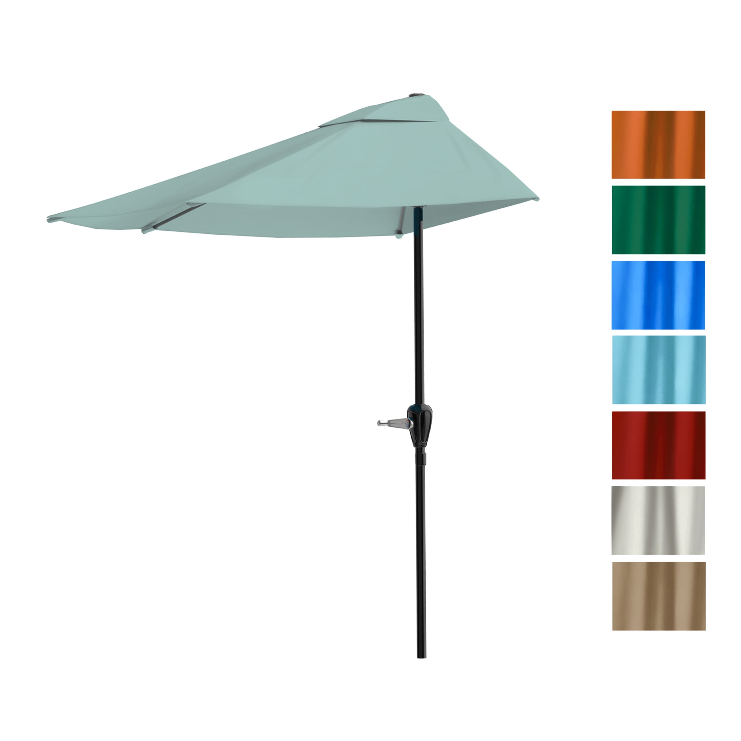 Pure Garden 9ft Half Umbrella for Balcony, Porch, or Deck, Dusty Green