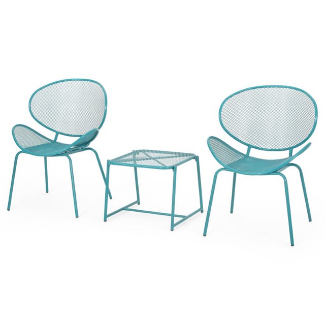 Noble House Elloree Ensemble de Conversation Extérieur 3 Pcs en Bleu Mat
