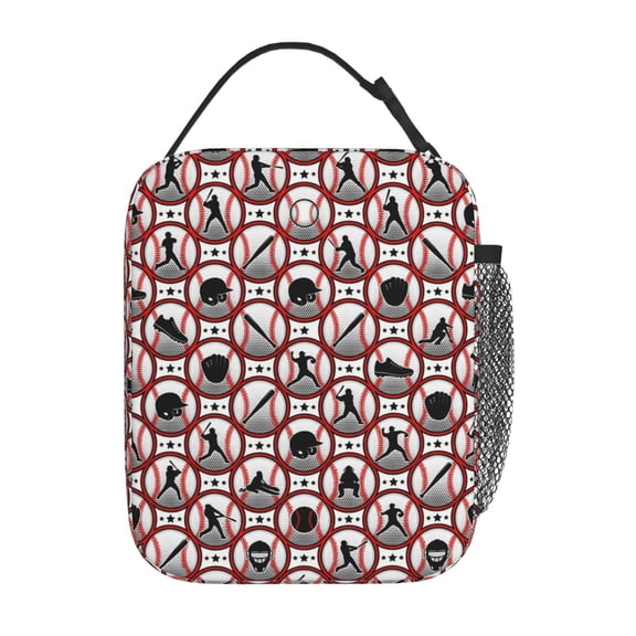 Baseball Insulated Lunch Box Reusable Lunch Bag Women Men Cooler Tote Bag For Work Picnic Travel Office Outdoors