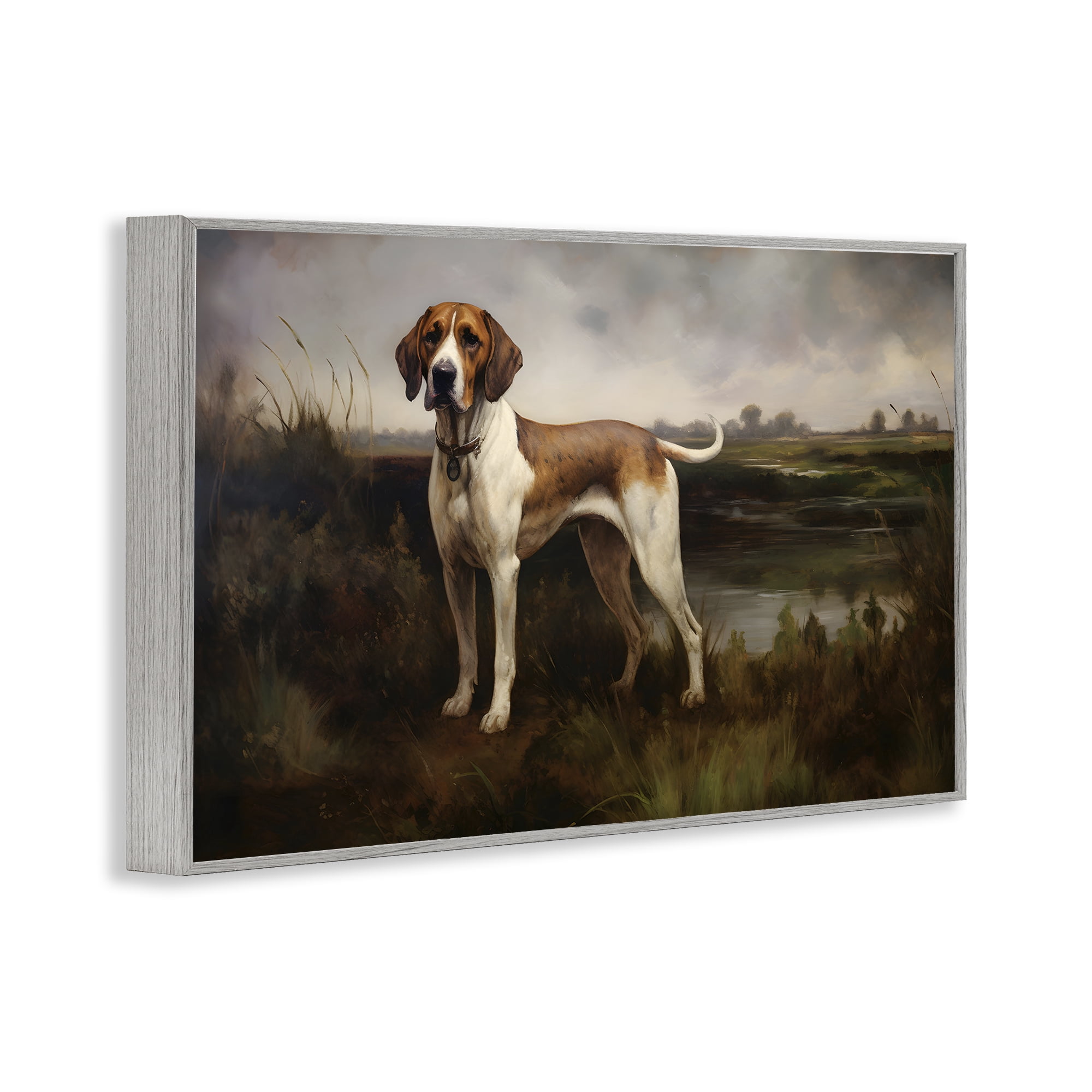 Stupell Industries On The Hunt Landscape Landscape Painting Gray Framed Art Print Wall Art, 18 x 12