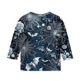 thumbnail image 5 of Abcomgle Halloween Shirts for Girls 5t Spooky Spider Web Graphic Tee Shirts for Girls Crewneck 3/4 Sleeve Tshirts for Kids Fall Funny Scary Top for Girls,13-14Years, 5 of 5