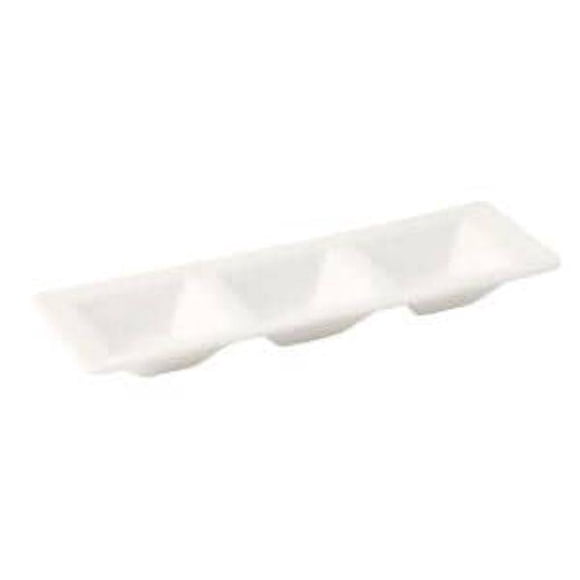Oneida L6050000920 10.375 in. Zen Porcelain Three Well Compartment Tray
