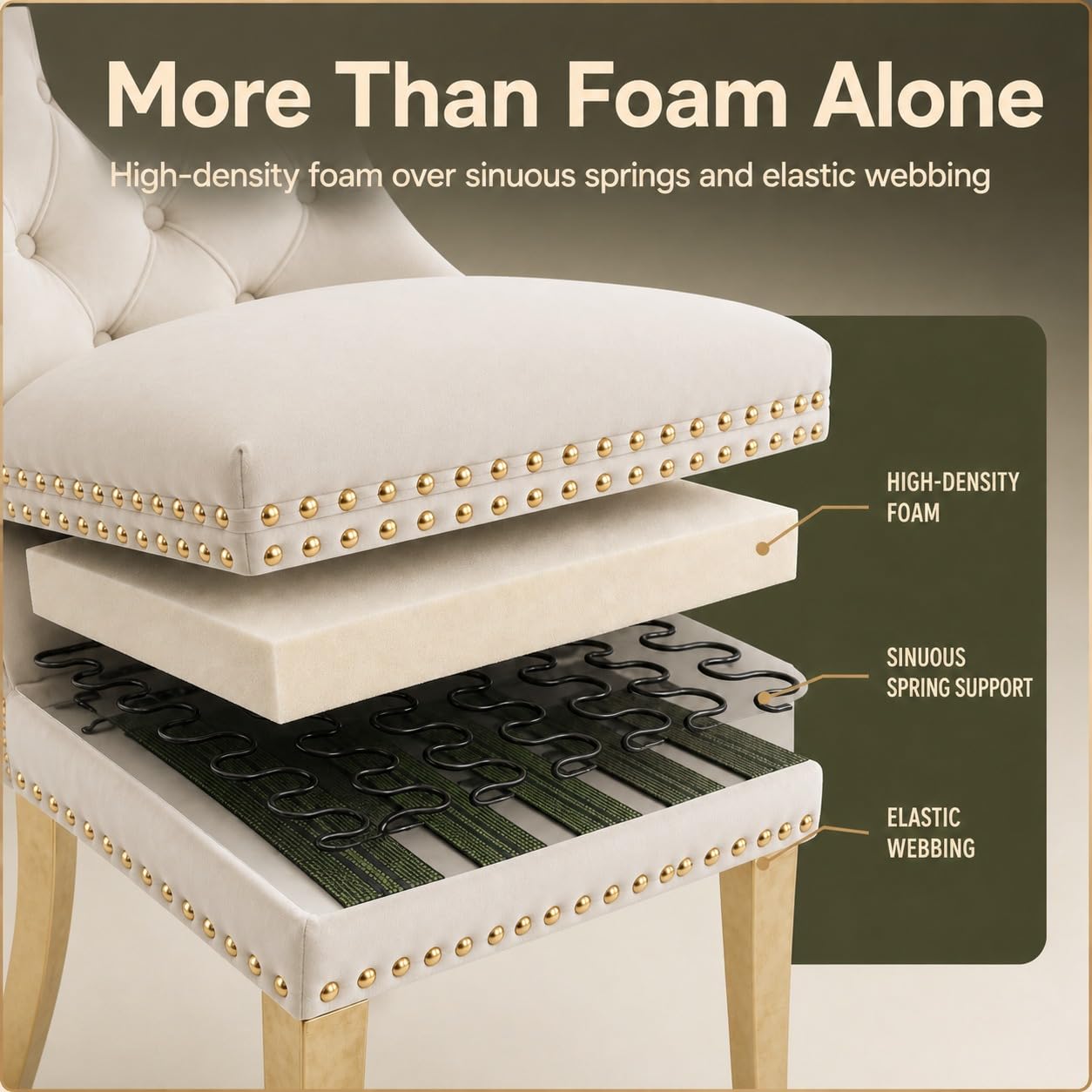 ODUSE-DAILY Beige Velvet Dining Chairs Set of 6 photo 3