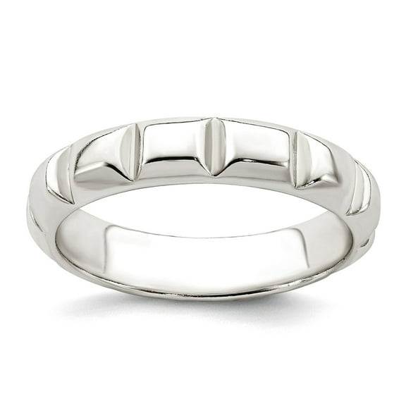 925 Sterling Silver Notched Design Band Ring Size 6 Ring for Women and Men - 3.6 Grams