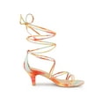 thumbnail image 3 of BLISSFUL STEP Women's Shoes Tie-Dye Strappy Lace-Up Open Toe Kitten Heels Sandals  Orange 8.5, 3 of 7