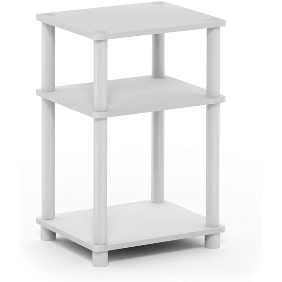 Furinno Solo 3 Niveles Turn-N-Tube Mesa Auxiliar, 2 Paquetes, Roble francés/Negro