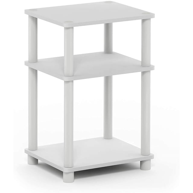 Furinno Solo 3 Niveles Turn-N-Tube Mesa Auxiliar, 2 Paquetes, Roble francés/Negro