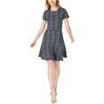 thumbnail image 1 of maison Jules Vestido ajustado y acampanado de 2 tonos para mujer, negro, pequeño maison Jules Entallado y acampanado, 1 of 2