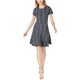 thumbnail image 1 of maison Jules Vestido ajustado y acampanado de 2 tonos para mujer, negro, pequeño maison Jules Entallado y acampanado, 1 of 2