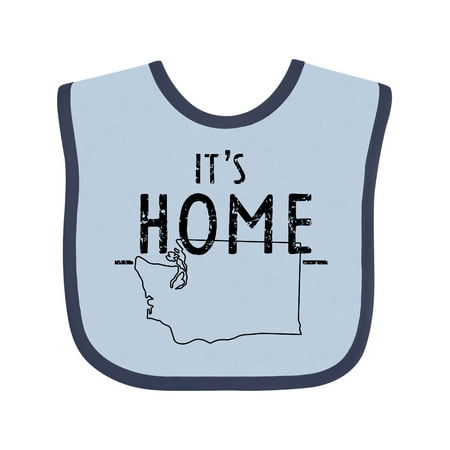 

Inktastic It s Home- State of Washington Outline Distressed Text Gift Baby Boy or Baby Girl Bib
