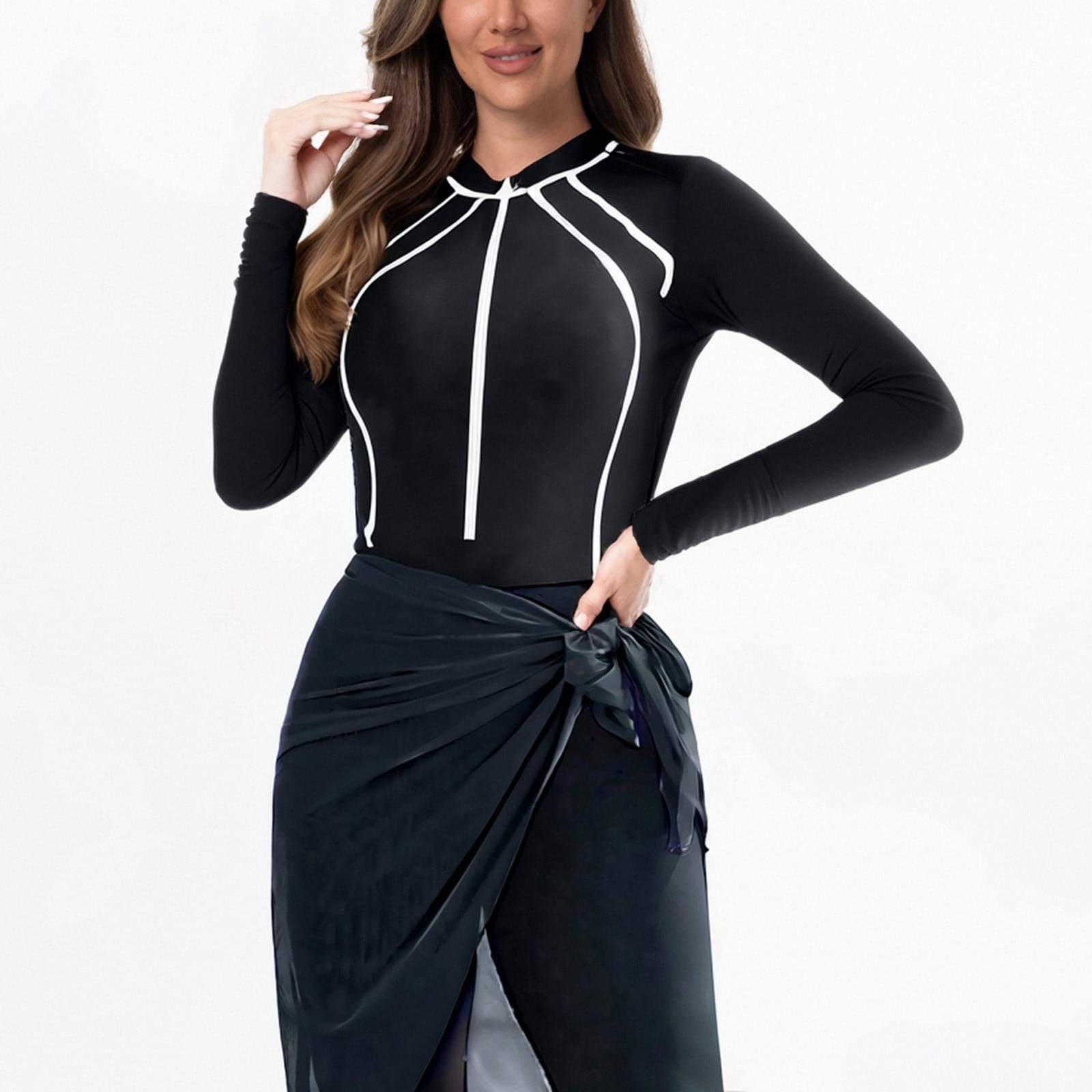 UPPADA One Piece Bathing Suits for Women Long Torso Swimsuits Full Coverage Swimsuit Ladies One Piece Swimsuits Full Coverage One Piece Swimsuit Black,L