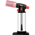 thumbnail image 1 of Butane Torch with Heat Guard, visible indicator for refilling,Refillable Kitchen Torch Lighter,Adjustable Flame,Pink Heat Guard.(Butane Gas Not Included), 1 of 7