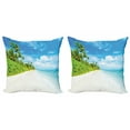 thumbnail image 1 of Ambesonne Ocean Throw Pillow Cover 2 Pack, Beach Sea Exotic Palms, 20", Blue Green Cream, 1 of 6