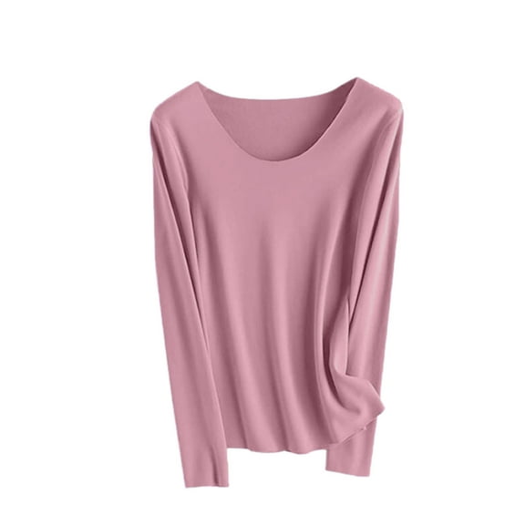 UAMVSH Long Sleeve Thermal Undershirt for Women Scoop Neck Undershirts Lightweight Warm Base Layer Top for Cold Weather