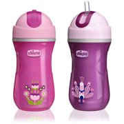 Chicco Insulated Flip-Top Straw Sippy Cup 9oz 12m+ (2pk) - Pink/Purple