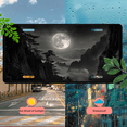 thumbnail image 5 of 1 Pcs 2D Flat License Plate Covers & Frames, Moonlit Mountain For Decorative Front, Waterproof For Decoration Aluminum License Plate Covers & Frames Cover For Men Women, 12" X 6", 5 of 7