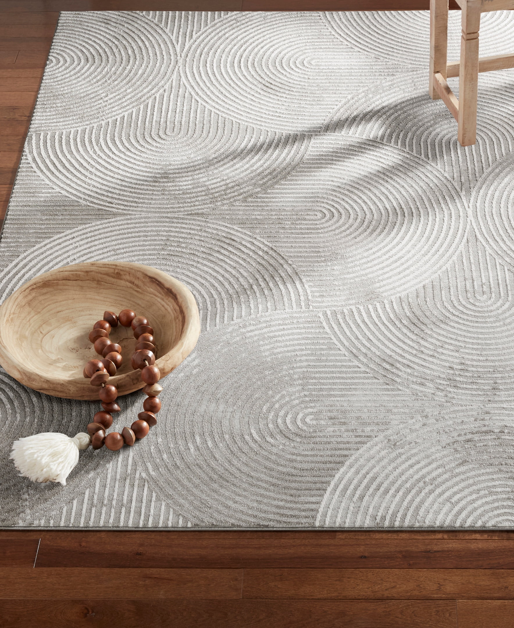 TOWN & COUNTRY LUXE Maya Soft Arches Neutral Indoor Area Rug with High-Low Texture, Grey, 7'10"x10'2"