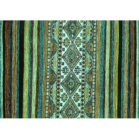 Ahgly Company Indoor Rectangle Abstract Turquoise Blue Modern Area Rugs, 4' x 6'