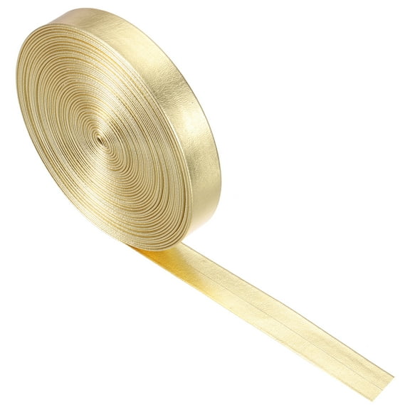 Uxcell Faux Leather Strips 0.47" Wide 197" Long Metallic Flat PU Leather Belt Strip Cord Soft Straps for Crafts Diy Sewing Traction Ropes, Gold