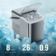 thumbnail image 4 of Portable Self Cleaning Countertop Ice Maker Machine, 6 Mins/9 Pcs, 26.5lbs/24Hrs, 2 Sizes of Bullet Ice, Ideal for Kitchen, Office, and Parties, Stainless Steel Silver Ice Maker with Scoop and Basket, 4 of 11
