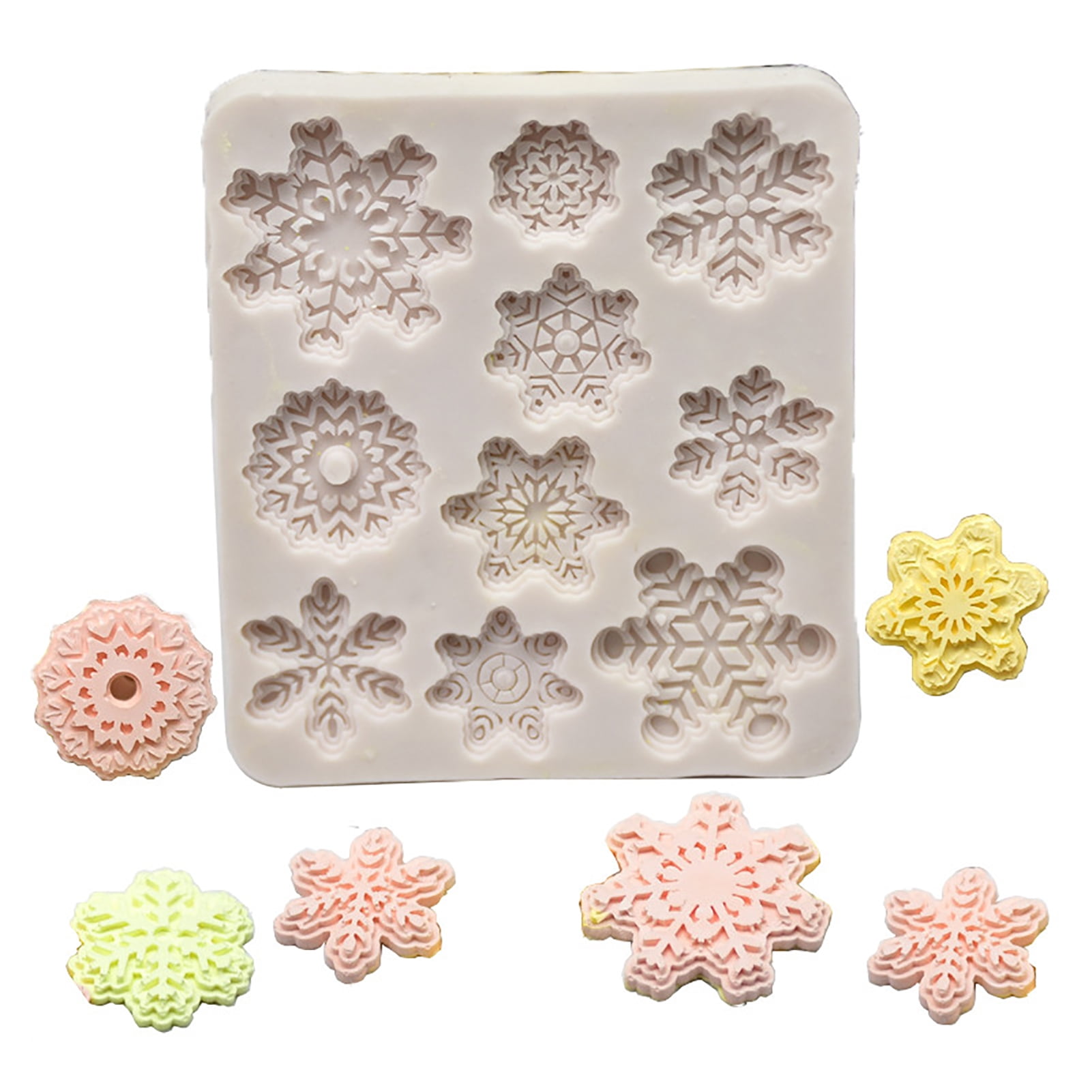 1PCS Snowflake Chocolate Molds Soap Silicone Ice Tray Cake Jelly Christmas Mould