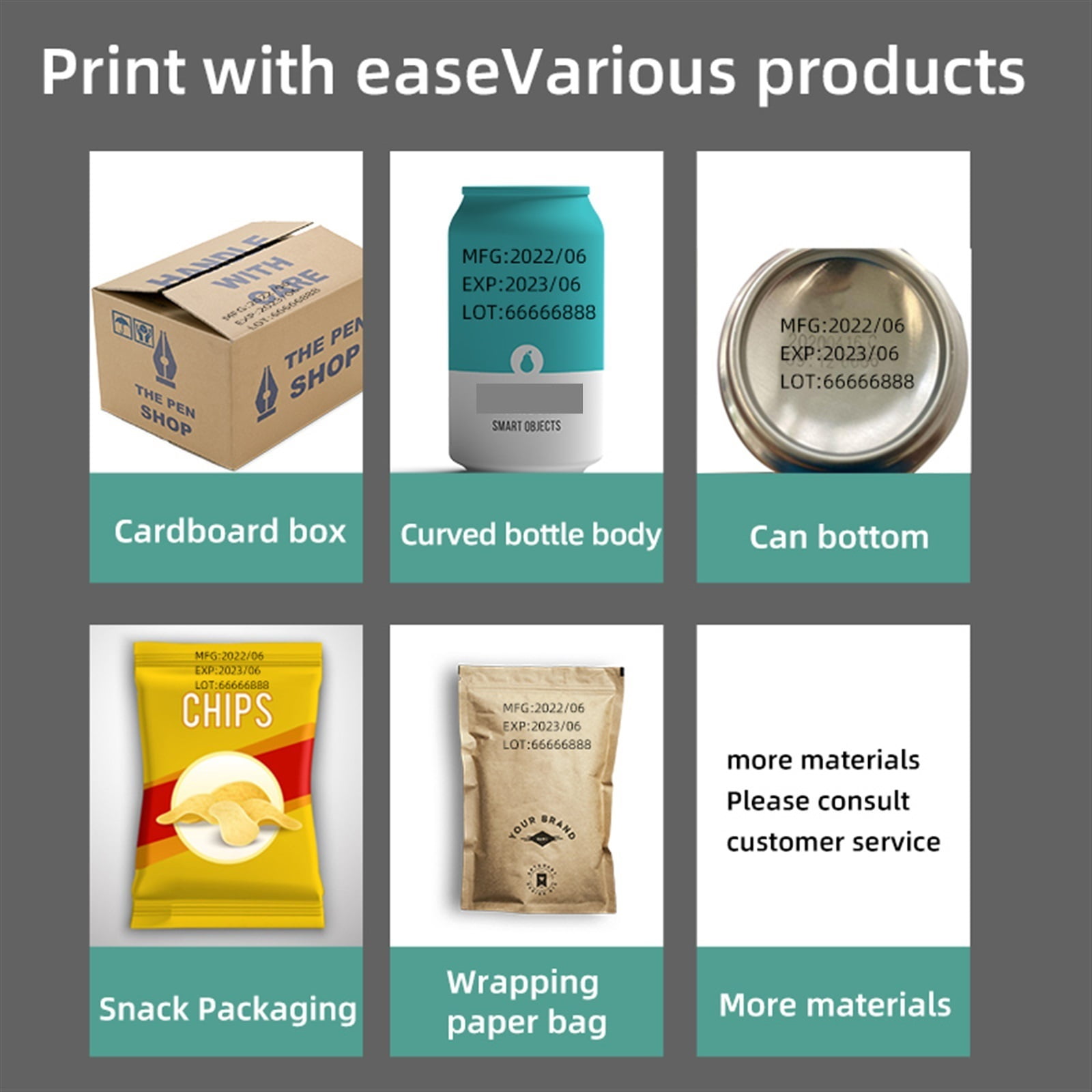 25.4mm Portable Label Inkjet Printer Large Character Mini Handheld Coder Production Date Barcode Logo Print Permanent Ink ,Multifunction Inkjet Printer