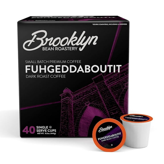 Brooklyn Bean Roastery Fuhgeddaboutit Coffee Pods for Single-Serve Coffee Brewers, 40-Pack
