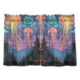 thumbnail image 7 of Yayeee Kitchen Curtains Tier Pair Light Filtering 27"x36" Rod Pocket Short Cafe Window Panel, Psychedelic Jellyfish, 7 of 7