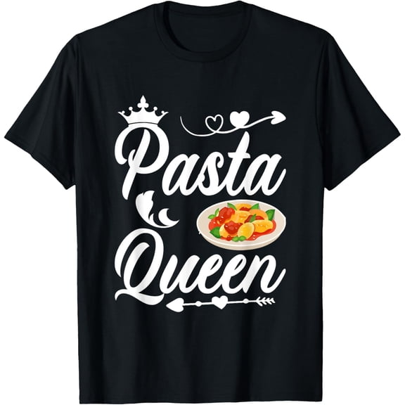 Pasta Queen I Pasta T-ShirtMen's and women's gift, black and white T-shirt, size: Extra large S-4XL