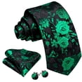 thumbnail image 2 of Set de corbatas Barry.Wang de seda con estampado floral verde esmeralda, 150 cm, 2 of 7