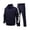 Dark Blue, variant on Men Full Zip Track Suit Set with Stand Collar Long Sleeve Jacket and Elastic Waistband Pants Sporty Style Outfit