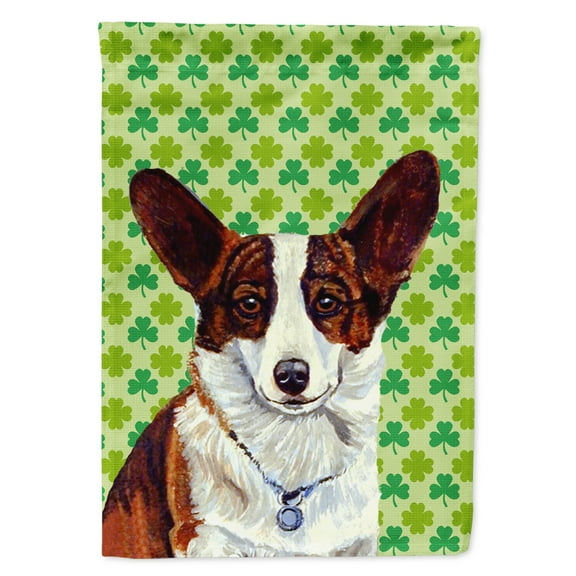 Carolines Treasures LH9198-FLAG-PARENT Corgi St. Patricks Day Shamrock Portrait Flag  multicolor