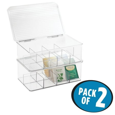 Mdesign Kitchen Cabinet Tea Bag Organizer Box Pack Of 2 Clear
