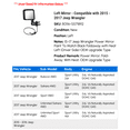 thumbnail image 2 of Left Mirror - Compatible with 2015 - 2017 Jeep Wrangler 2016, 2 of 2