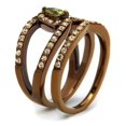 thumbnail image 3 of IP Coffee light Stainless Steel Ring with AAA Grade CZ in Olivine color for Women Olivine color Stone Color Style TK2956 Size 9, 3 of 4