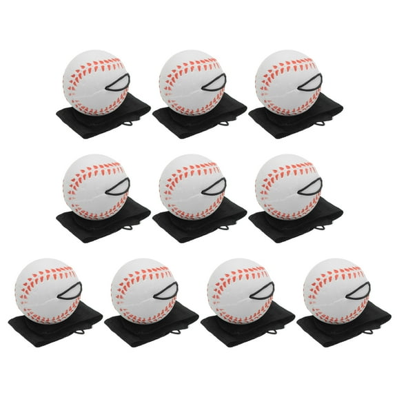 Uxcell 2.5 Inch Sports Wrist Ball, 10Pcs Baseball Rubber Rebound Wristband Wrist Return Ball Sport on A String for Exercise Play, White