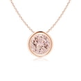 thumbnail image 1 of Angara Collier en Morganite Naturel - Pendentif Solitaire Rond en Morganite avec Lunette en Or Rose 14K pour Femmes, 1 of 8