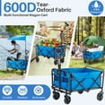 thumbnail image 6 of Foldable Wagon Cart, Collapsible Wagon Utility Cart with All-Terrain Wheels for Grocery Shopping, Camping, Fishing, Travel, Heavy Duty, 130L, Blue, 6 of 10